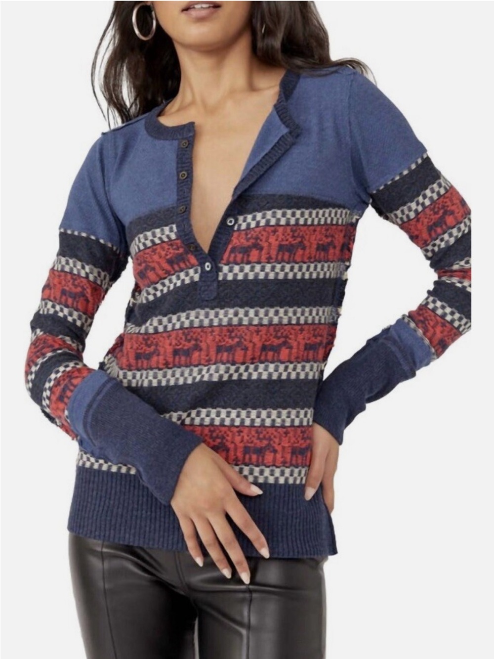 NWT Free People - To The Woods Sweater in Boy Combo XS